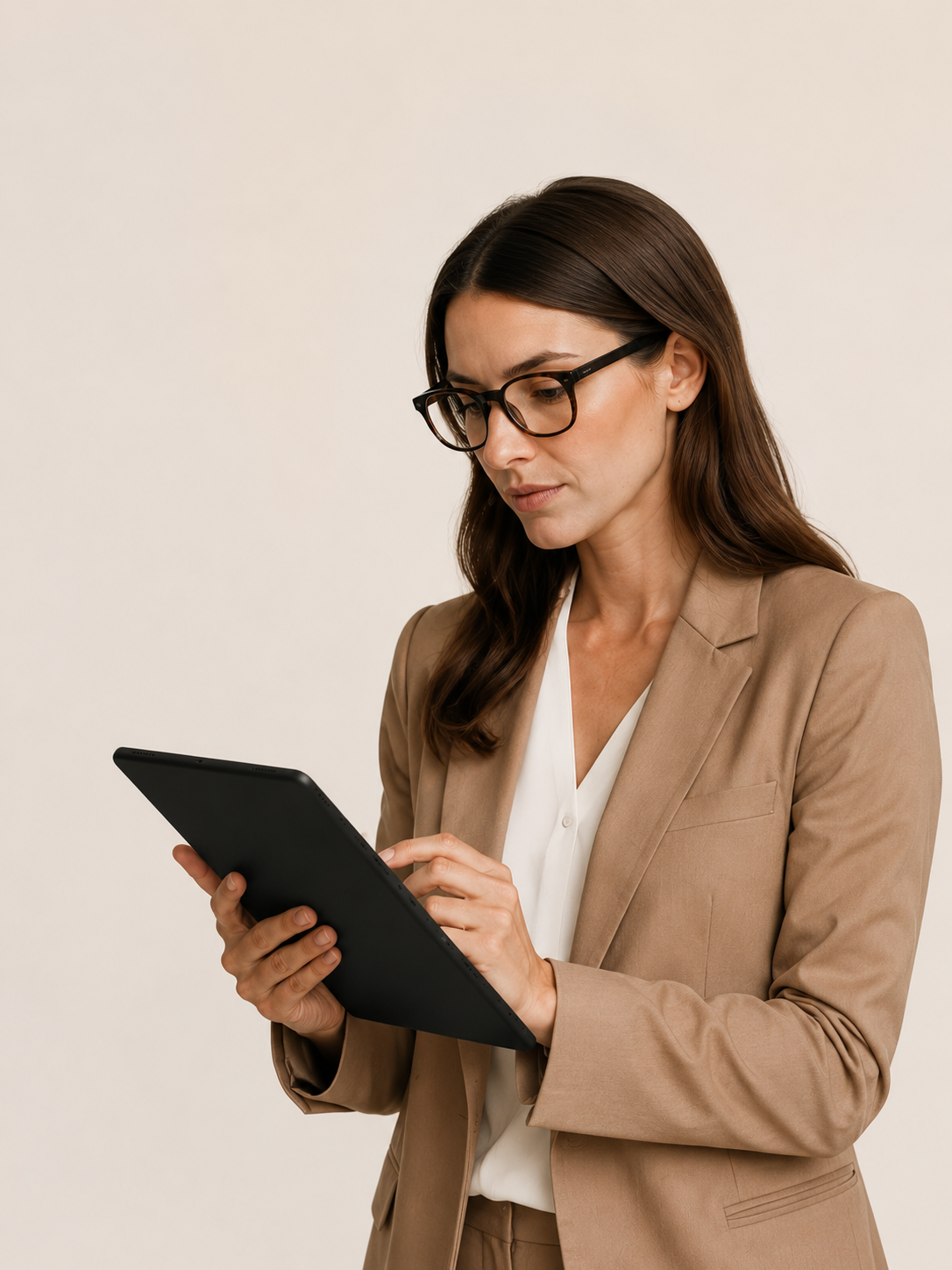 Professional woman using analysis materials