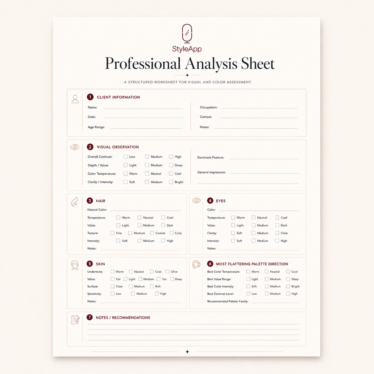 Professional Analysis Sheet preview